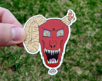 3" Devil Vinyl Sticker, Kaleidoscope Eyed Demon Decal, Hell Spawn Baby Decal, Evil Angry Infant Laptop Decal, Lucifer Creature Sticky Gift