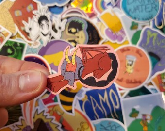 Sleepy Manticore Vinyl Sticker, One-Eyed Mythical Beast Decal