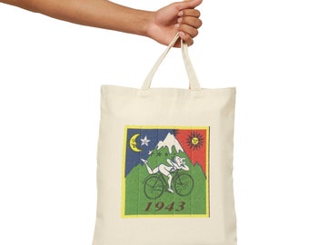 Bicycle Day 1943 Albert Hoffman psychedelic art cotton canvas tote bag