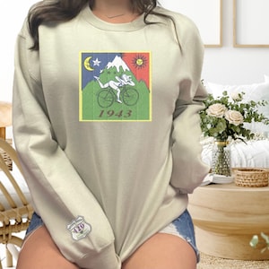 Bicycle Day vintage psychedelic blotter art sweatshirt - Albert Hoffman 1943 sweatshirt - Classic psychedelic motif with sleeve print