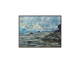 Haystack Rock, Cannon Beach, Oregon by Jennifer Avilés digital art on Gallery Canvas Wraps, Horizontal Frame