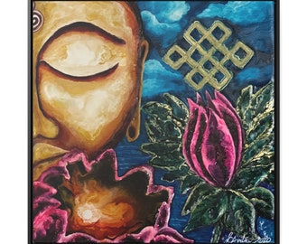 Buddha Star by Jennifer Avilés Print on Gallery Canvas Wraps, Square Frame