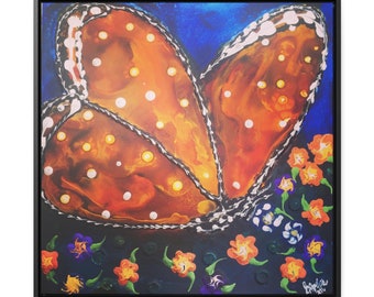 Liquid Butterfly by Jennifer Avilés Print on Gallery Canvas Wraps, Square Frame