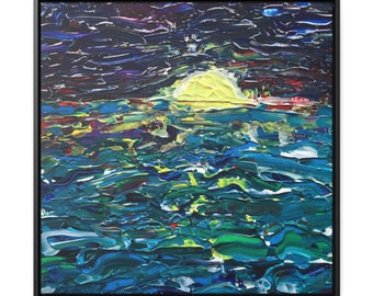 Dancing Ocean Sun by Jennifer Avilés Print on Gallery Canvas Wraps, Square Frame