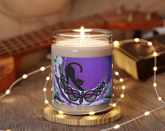 Celtic Kitty by Jennifer Avilés Print on Scented Soy Candle, 9oz