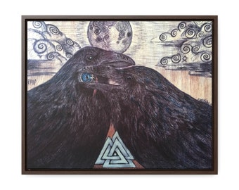 Hugin and Munin by Jennifer Avilés Print on Gallery Canvas Wraps, Horizontal Frame