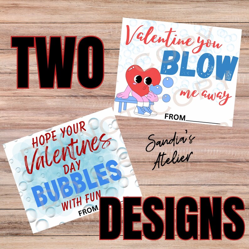 PRINTABLE Valentines Day Cards Bubble Theme. PDF. PNG. - Etsy