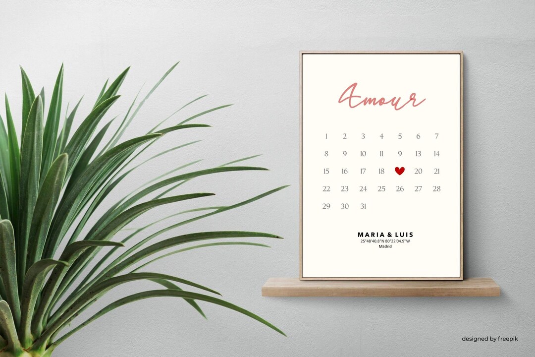 Wedding Calendar With Names Personalized Poster a Gift Idea - Etsy