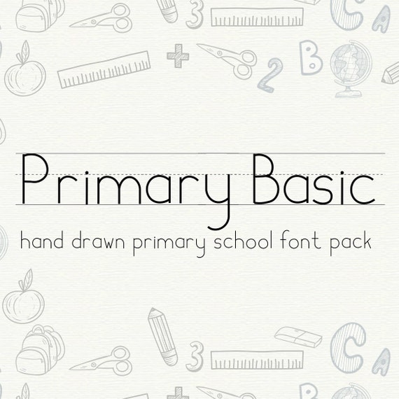 Primary Basic - 6 Hand drawn handwriting school fonts / teachers /kids manuscript/ dashed for tracing practice - family pack BONUS- OTF TFF