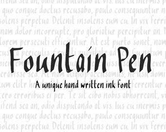 FOUNTAIN PEN Digital Font - Unique Handwritten with ink pen-symbols glyphs and accents / old fashioned inspired typeface- calligraphy script