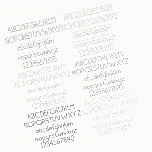 May include: A white background with a repeating pattern of the alphabet in uppercase and lowercase letters, along with the numbers 1 through 9 and 0. The letters and numbers are written in a simple, sans-serif font.