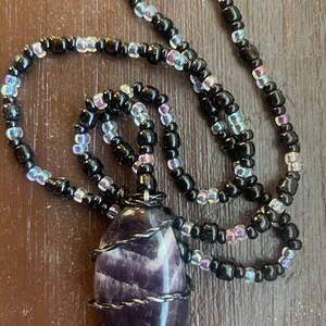 Purple Black Resin Crystal Necklace Crystal Necklace Purple