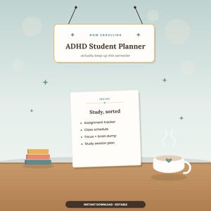 ADHD Student Planner Printable | Assignment Tracker, Class Schedule, Study Planner, Focus & Brain Dump, School PDF