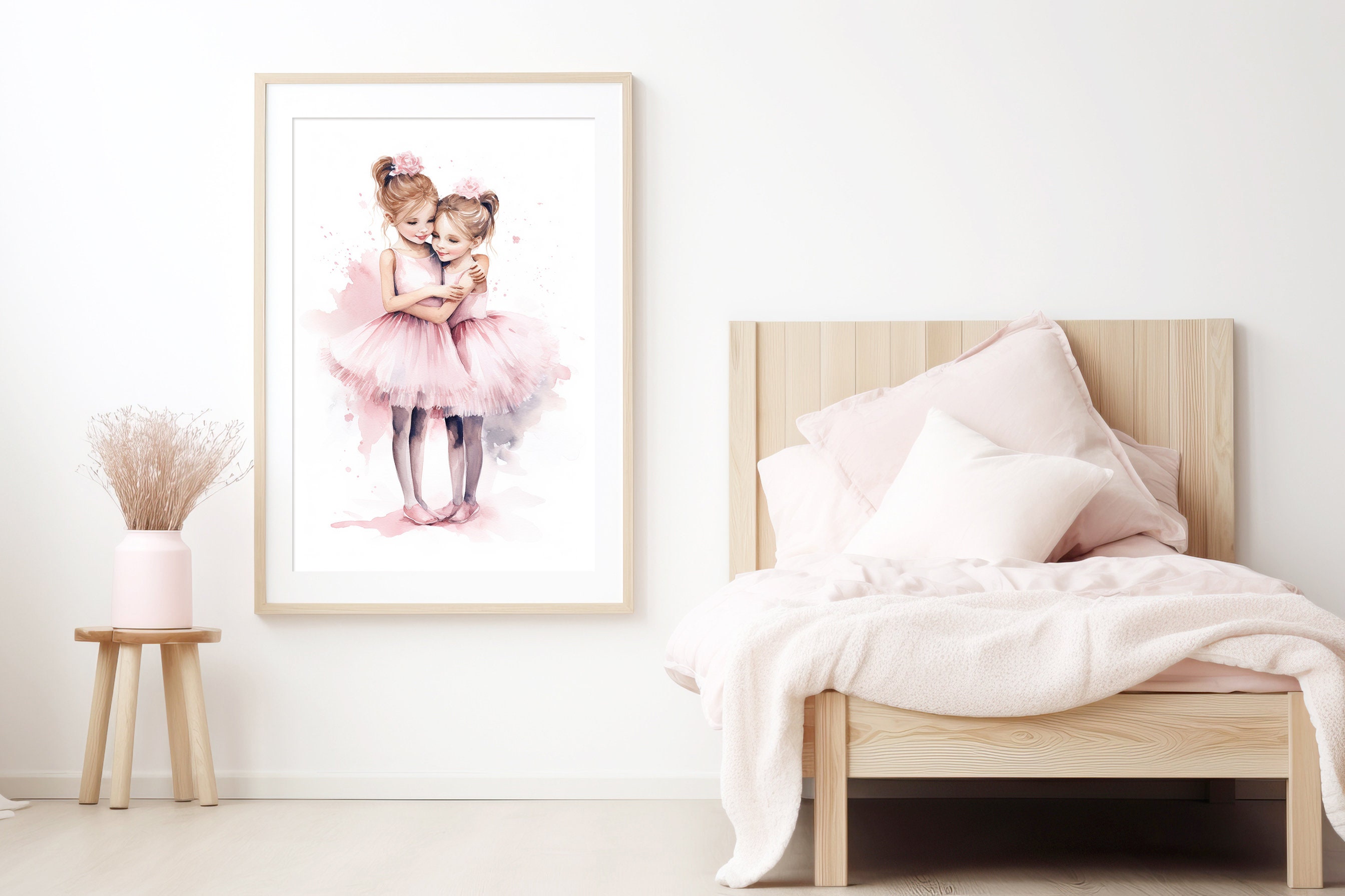 Ballerina Sisters Embracing Printable Art Girls Room Wall Decor ...