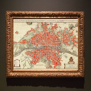 Vintage Map Art, "Plattgrond van Parijs", 1721, kaart van Parijs, matte afwerking van museumkwaliteit, frame niet inbegrepen