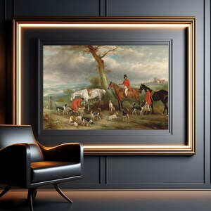 Jagdhunde und Fuchs Jäger Malerei Vintage Jagdhund Malerei Vatertagsgeschenk Wandkunst