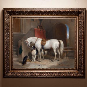 Vintage Equestrian Art, &quot;Favorites&quot;, the property of HRH Prince George of Cambridge, ca 1835, Old World Hunting Wall Art, Horse and Dogs