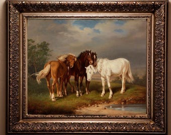 Impresión de caballos vintage: arte mural ecuestre, decoración rústica