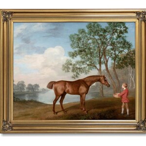 Dipinto vintage di cavallo con ragazzo, decorazione da parete per la stanza dei bambini, stampa di riproduzione con finitura opaca di qualità museale, cornice non inclusa