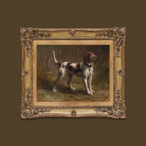 Vintage Dog Painting, Home or Office Decor, Farmhouse Wall Art, Hunting Dog Gift