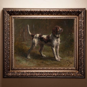 Hunting Dog Painting, Vintage Dog Wall Art Print, Giclee Fine Art Dog Print, Farmhouse Wall Decor