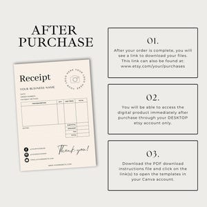 Small Business Receipt Template, INSTANT DOWNLOAD. Business Invoice, Canva Template, Editable Receipt Form, Printable Receipt, Minimalist