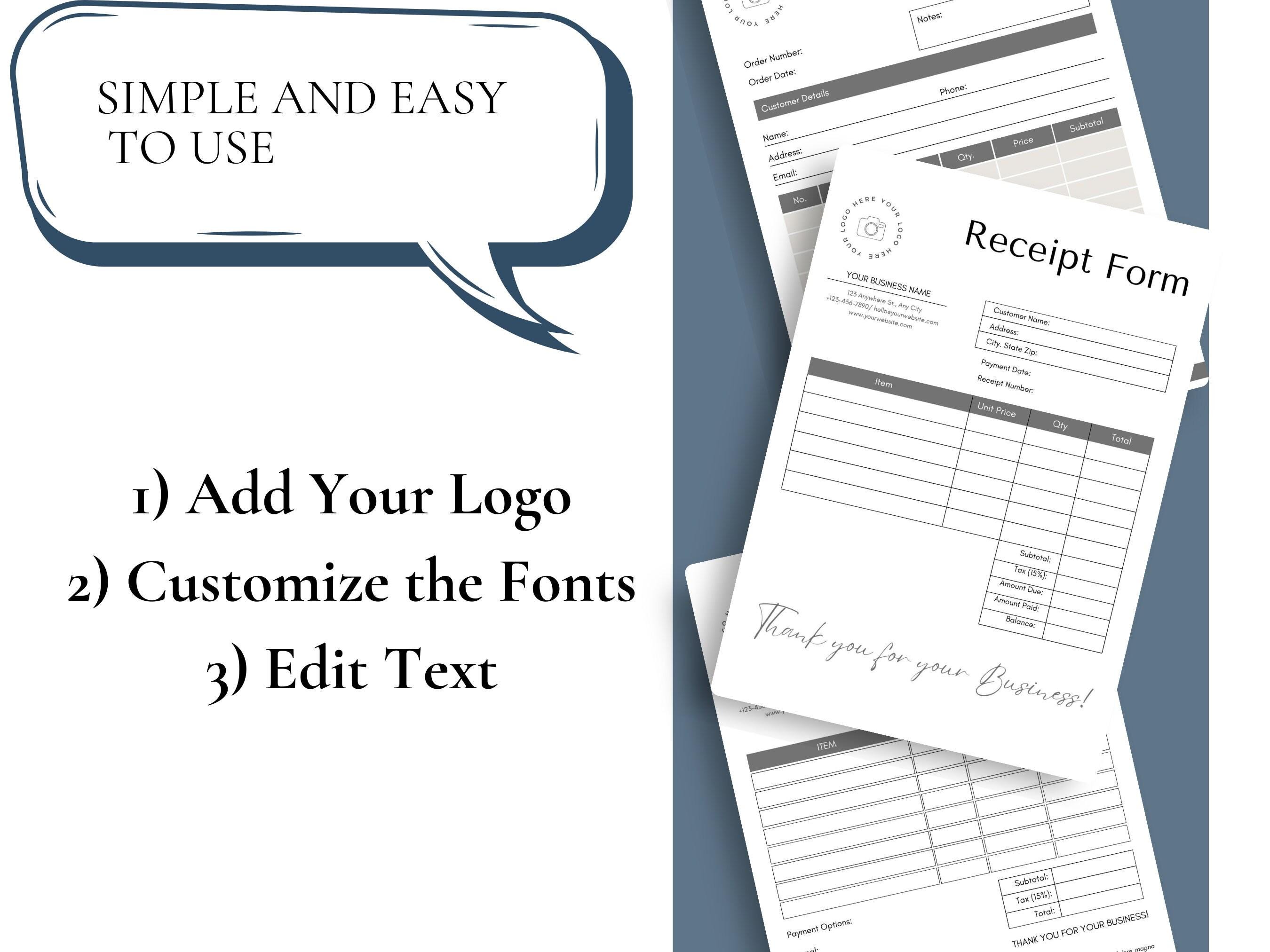 Order Form Template, Invoice Template, Receipt Template, INSTANT ...