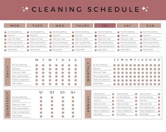 Cleaning Schedule, Cleaning Services, Printable Cleaning Schedule, Editable Cleaning Schedule, Weekly, Monthly, Yearly Cleaning Checklist,