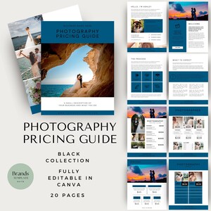 Photography Pricing Guide INSTANT DOWNLOAD, Editable Pricing Guide for Photographers, Photography Wedding Pricing Sheet, Price List, BLUE