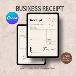 Small Business Receipt Template, INSTANT DOWNLOAD. Business Invoice, Canva Template, Editable Receipt Form, Printable Receipt, Minimalist