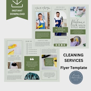 Cleaning Services Flyer INSTANT DOWNLOAD, Housekeeping Cleaning Service Poster, Editable Printable Canva Template, Cleaning Business Forms