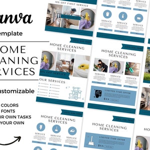 Cleaning Services Flyer INSTANT DOWNLOAD, Housekeeping Cleaning Service Poster, Editable Printable Canva Template, Cleaning Business Forms