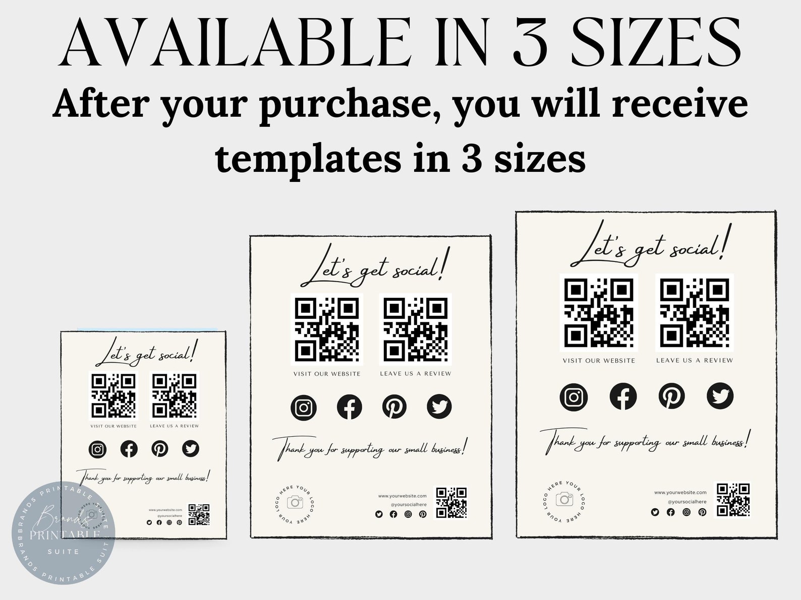 Editable Qr Permit Scan Social Media QR Scan Sign Template, QR Code Sign, Editable Business ...