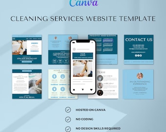 Canva Website Template, INSTANT DOWNLOAD, Done For You Website, Cleaning Services Canva Template, Business Website Editable Website Template