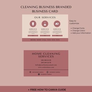 Wizytówka firmy Cleaning Services do natychmiastowego pobrania, edytowalny szablon Canva,