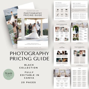 Photography Pricing Guide Template INSTANT DOWNLOAD, Price Guide List Canva Template, Canva Printable, Wedding Price List, Minimalist