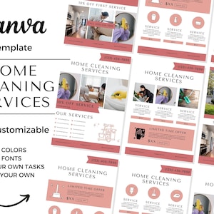 Cleaning Services Flyer INSTANT DOWNLOAD, Housekeeping Cleaning Service Poster, Editable Printable Canva Template, Cleaning Business Forms