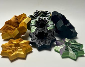 3D Printed Quad Star Fidget Toy Geometric Stress Relief Toy ADHD Sensory Desk Toy Gift Multi Color