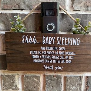 Baby Sleeping Door Sign, Sleeping Baby Doorbell Sign
