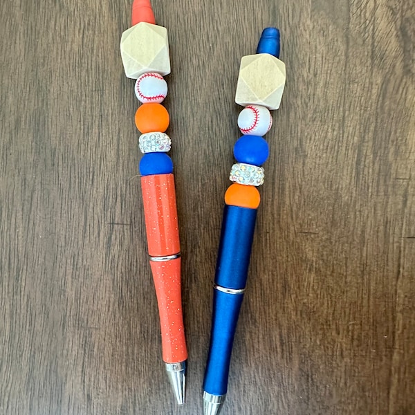Houston Astros Beaded Pens, Astros Inspired Pens, Beaded Pens, Astros Pen, Astros Item