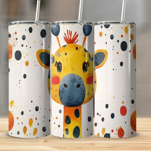 Cute Giraffe Tumbler, Adorable Animal Design, Fun and Colorful Giraffe Print for Kids, Unique and Playful Drinkware Gift