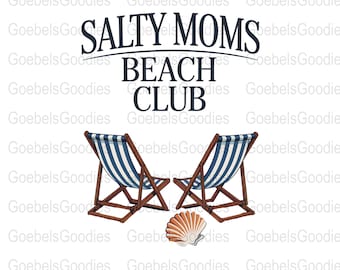 Salty Moms Beach Club PNG: Sommer Strand Stuhl Sublimationsdesign (Digitaler Download