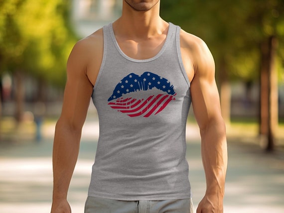 Adult Men's USA American Flag 4th Of July Patriotic Sleeveless Shirt Tank Top