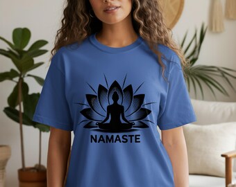 Yoga-T-shirt lotusbloem: Namaste-meditatie-T-shirt - spiritueel cadeau