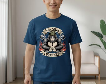 Gorilla T-Shirt, lustiges Affen T-Shirt, Biker Tier Shirt, Grafik T-Shirt, Statement Shirt, cooler Gorilla mit Kolben Design, einzigartiges T-Shirt Geschenk