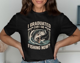 Divertente maglietta da pesca per laurea, regalo per pescatori