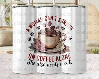 Cat Lover Coffee Quote PNG: Funny Sublimation Design (Digital Download