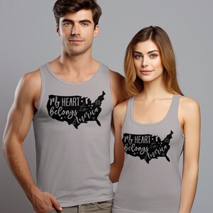Vaterhaftes Tank Top My Heart Belongs To America Grafik-T-Shirt USA-Karte Design Vierter Juli Outfit Sommerkleidung