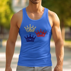 Kronen-Design-Tanktop, königliches Kronenmuster-Tank, einzigartiges Kronen-Grafik-Shirt, lustiges Tank-Top, stilvolle Sommerkleidung, entzückendes Kronen-Design