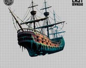Pirate Ship PNG, Old Ship Clipart, Ship Png, Boat Png, Nautical Ship, Digital Download PNG, Sublimation Png